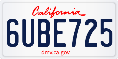 CA license plate 6UBE725