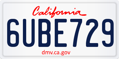 CA license plate 6UBE729