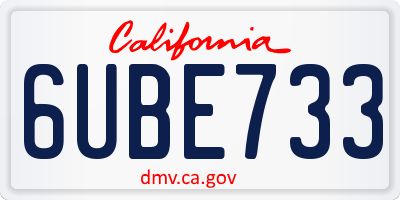 CA license plate 6UBE733