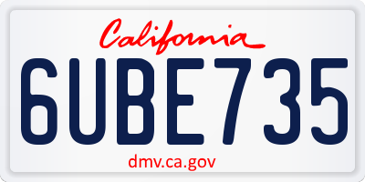 CA license plate 6UBE735