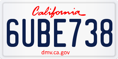 CA license plate 6UBE738