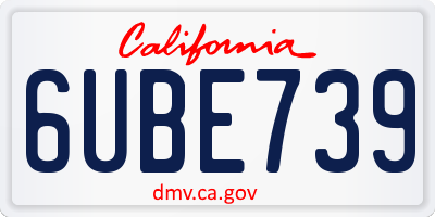 CA license plate 6UBE739