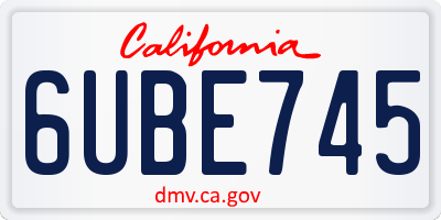 CA license plate 6UBE745