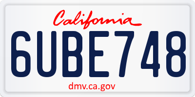 CA license plate 6UBE748