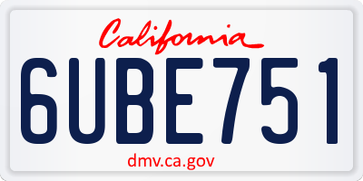 CA license plate 6UBE751