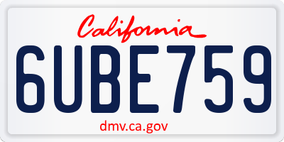 CA license plate 6UBE759
