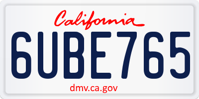 CA license plate 6UBE765