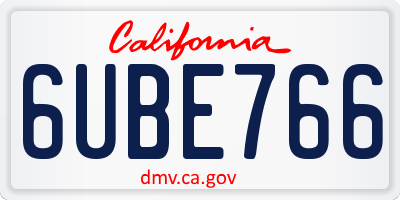 CA license plate 6UBE766