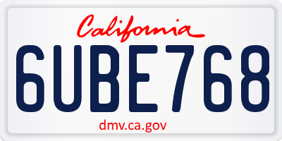CA license plate 6UBE768