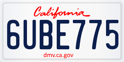 CA license plate 6UBE775