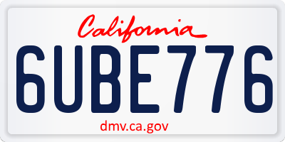 CA license plate 6UBE776
