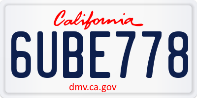 CA license plate 6UBE778