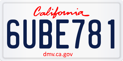 CA license plate 6UBE781