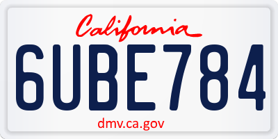 CA license plate 6UBE784