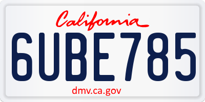 CA license plate 6UBE785