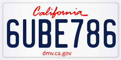 CA license plate 6UBE786