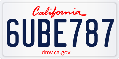 CA license plate 6UBE787