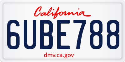 CA license plate 6UBE788