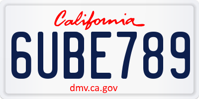 CA license plate 6UBE789