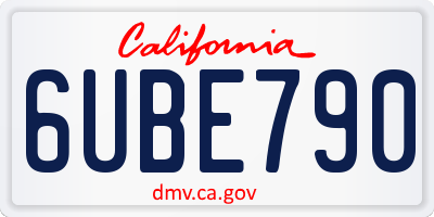 CA license plate 6UBE790