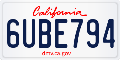 CA license plate 6UBE794