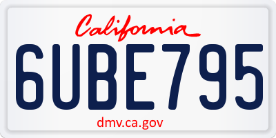CA license plate 6UBE795
