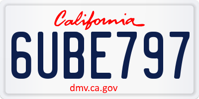 CA license plate 6UBE797