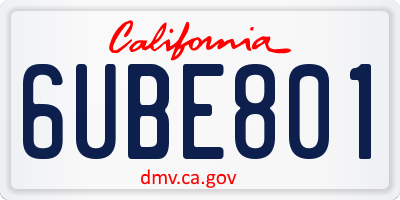 CA license plate 6UBE801
