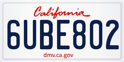 CA license plate 6UBE802