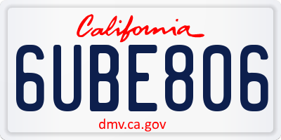 CA license plate 6UBE806