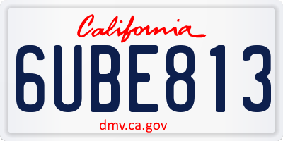 CA license plate 6UBE813