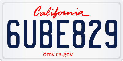 CA license plate 6UBE829