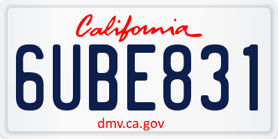CA license plate 6UBE831
