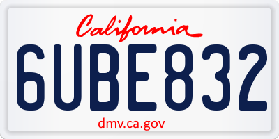 CA license plate 6UBE832