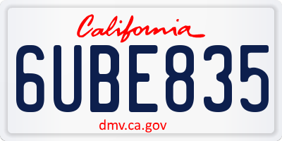 CA license plate 6UBE835