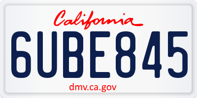 CA license plate 6UBE845