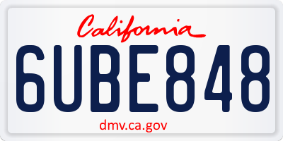 CA license plate 6UBE848