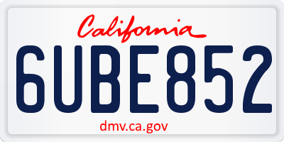 CA license plate 6UBE852