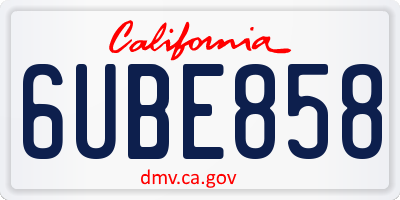 CA license plate 6UBE858