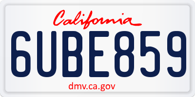 CA license plate 6UBE859