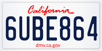 CA license plate 6UBE864