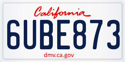 CA license plate 6UBE873