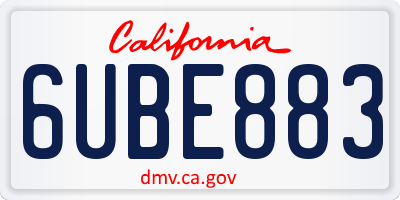 CA license plate 6UBE883