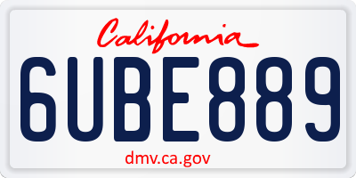 CA license plate 6UBE889