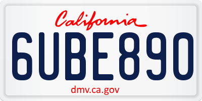 CA license plate 6UBE890