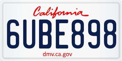 CA license plate 6UBE898