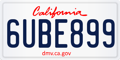 CA license plate 6UBE899