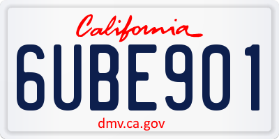 CA license plate 6UBE901