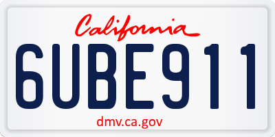 CA license plate 6UBE911