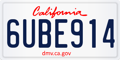 CA license plate 6UBE914